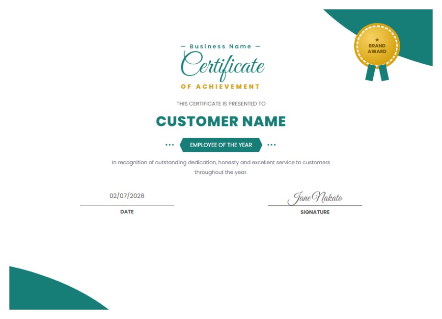 Teal Achievement